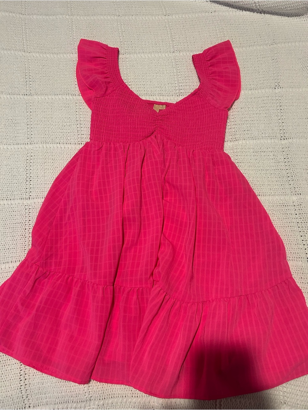 Women’s/Junior's Hot Pink Ruffle Sleeve Summer Dress